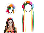 serre-tte dia de los muertos roses colores crne et rubans