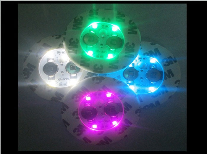 lot de 4 pastilles lumineuses sous verre 4 led''s rouge