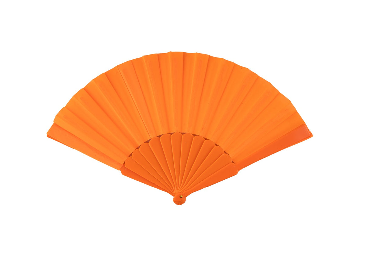 éventail plastique orange 22cm