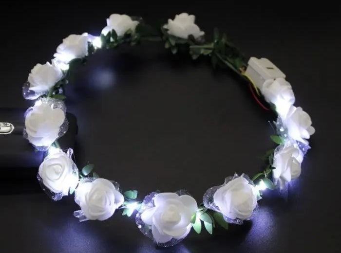 couronne de fleurs lumineuses led's blanches