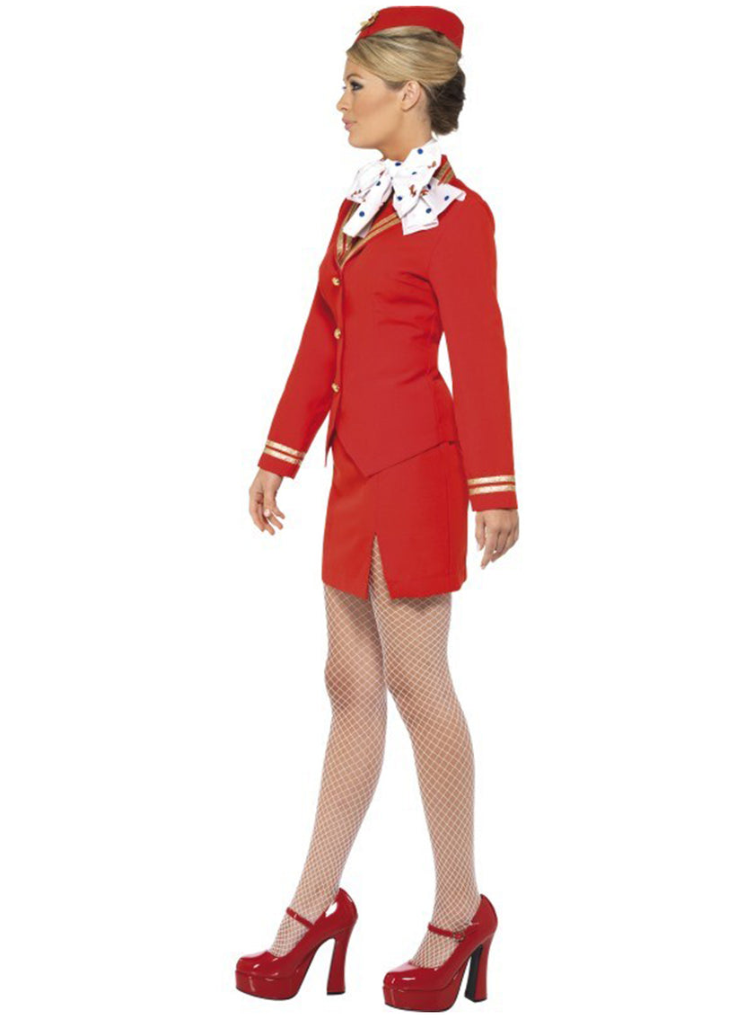 Déguisement hôtesse de l'air rouge femme