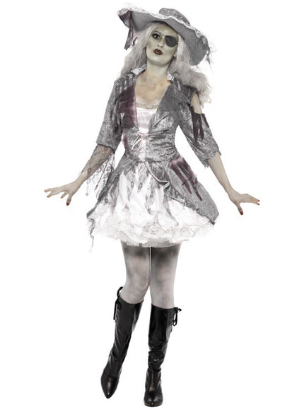 Déguisement pirate fantôme gris femme