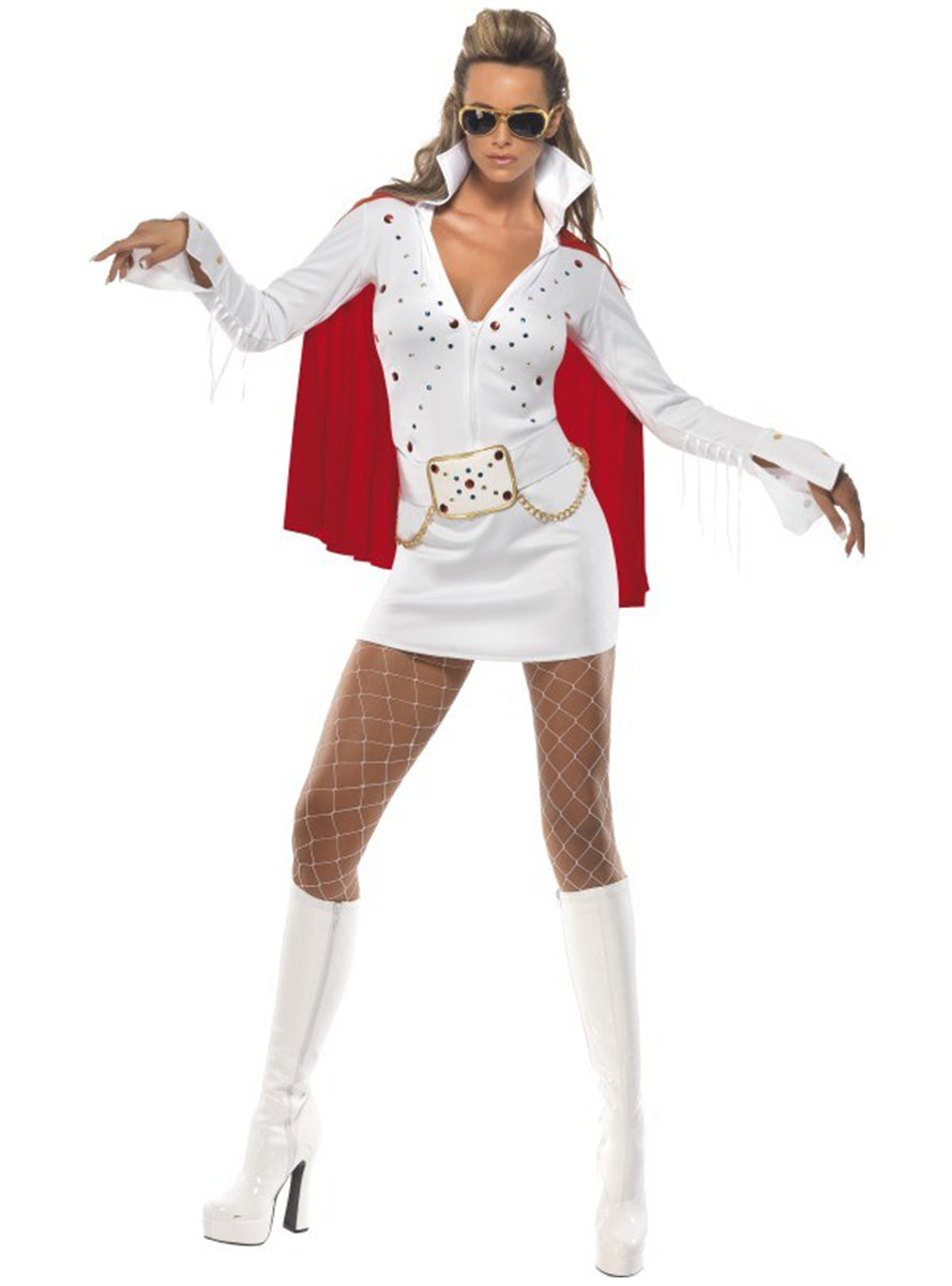 Déguisement d'Elvis Vive Las Vegas blanc pour femme