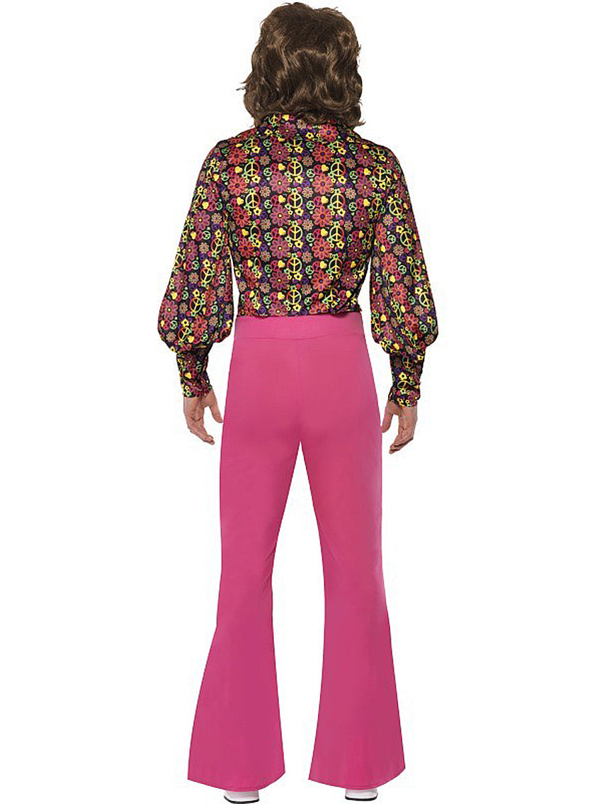 Déguisement disco rose et fleurs pour homme