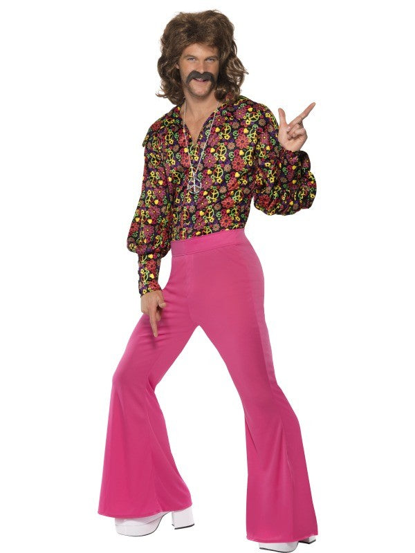 Déguisement disco rose et fleurs pour homme