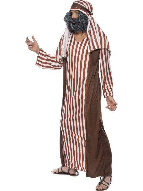 Déguisement de pasteur avec des rayures marrons et blanches pour homme