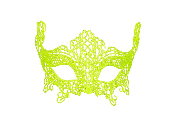 masque loup neon fluo jaune en dentelle luxe