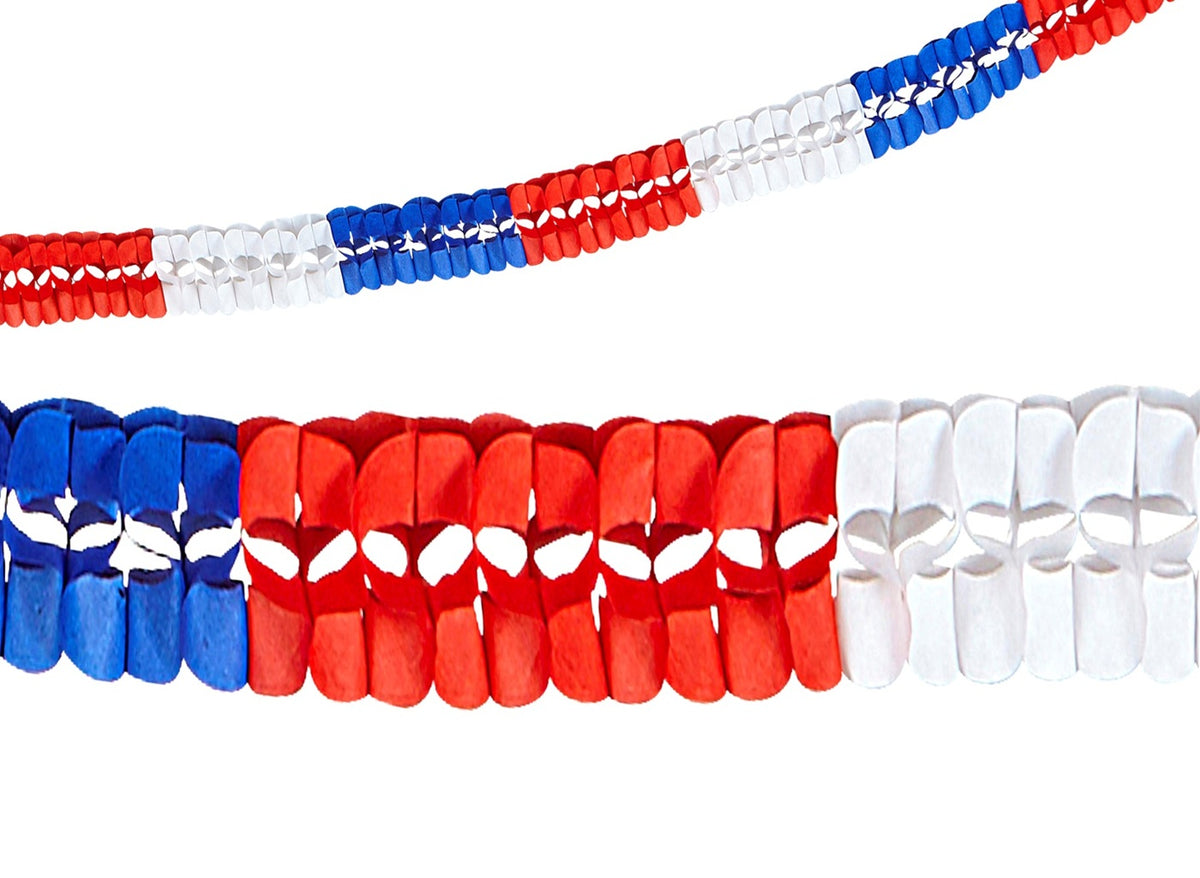 1x lot de 2 guirlandes crépon bleu blanc rouge france 3m