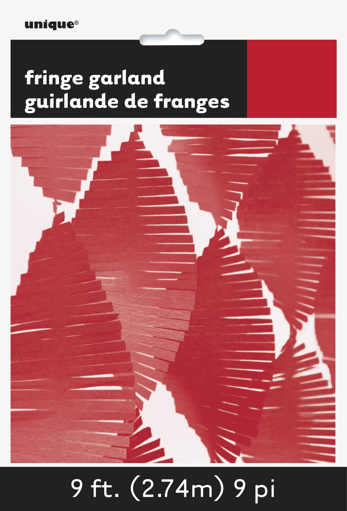 Rideau à franges en papier crépon rouge
