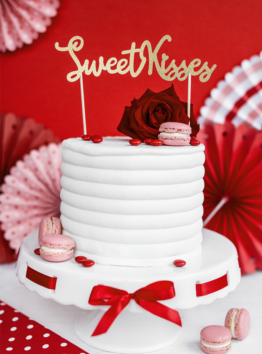 Décoration pour gâteau dorée Sweet  kisses - Valentine Collection