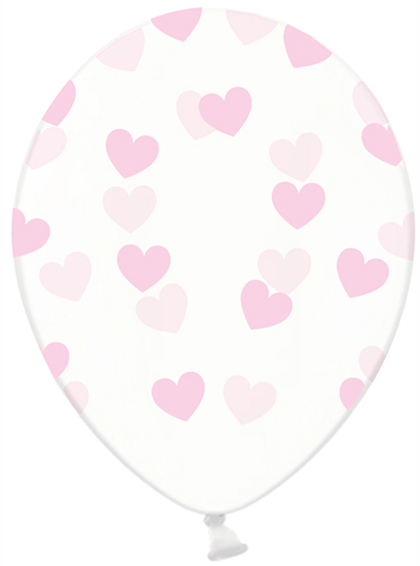 6 ballons en latex transparentes avec cœurs rose clair - Valentine Collection