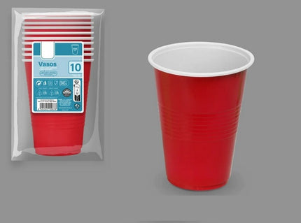 lot de 10 verres réutilisables rouge intérieur blanc 45cl