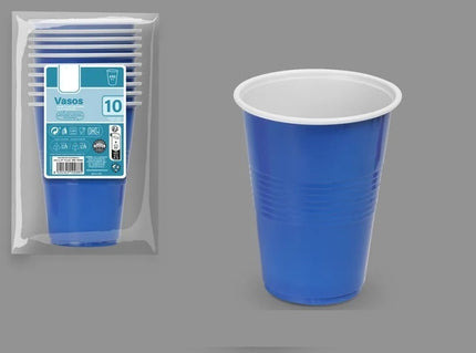 lot de 10 verres réutilisables bleu intérieur blanc 45cl