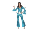 combinaison disco métallisée bleu 2pcs femme