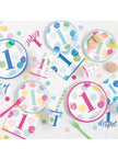 8 assiettes bleues premier anniversaire (23 cm) - Blue Dots 1st Birthday