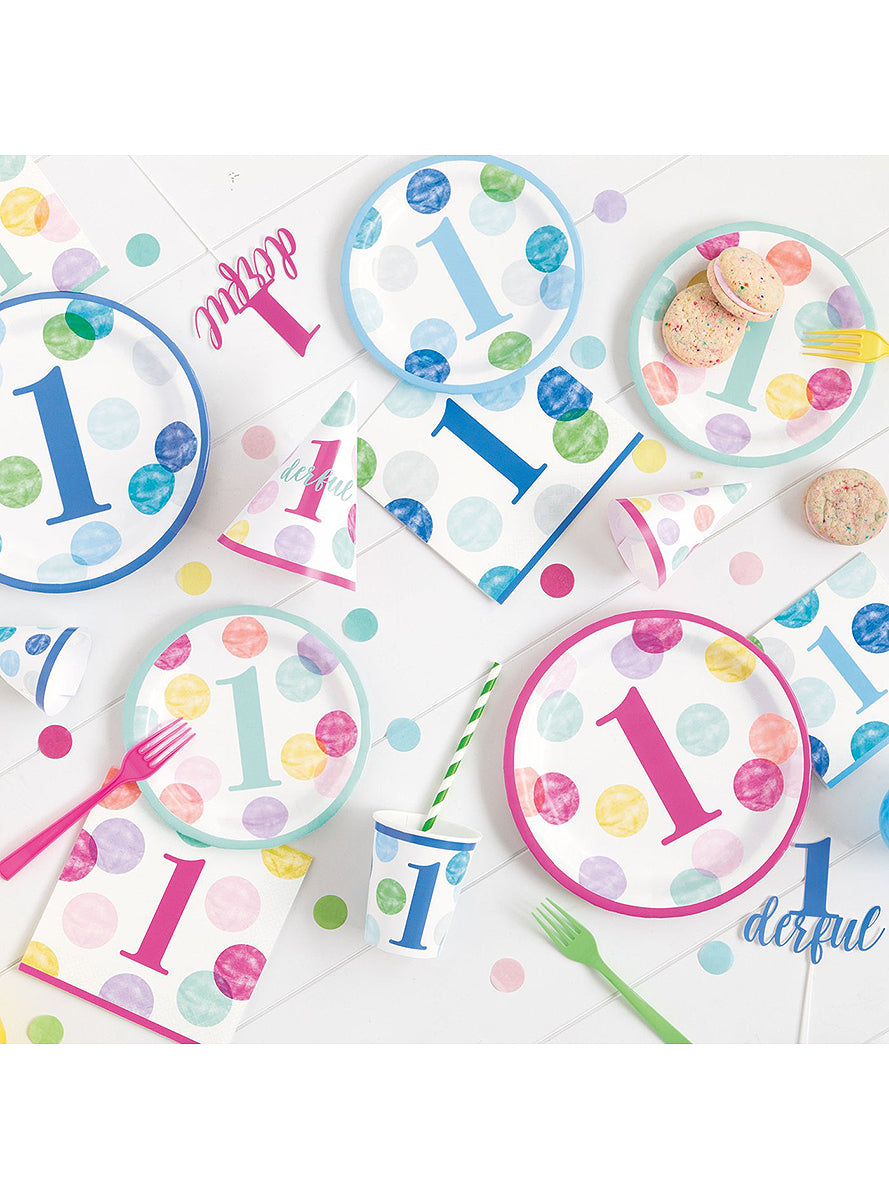 Nappe bleue premier anniversaire - Blue Dots 1st Birthday