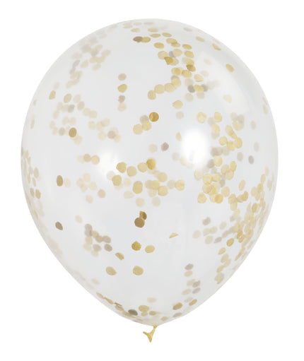 6 ballons en latex avec confettis doré à l'intérieur
