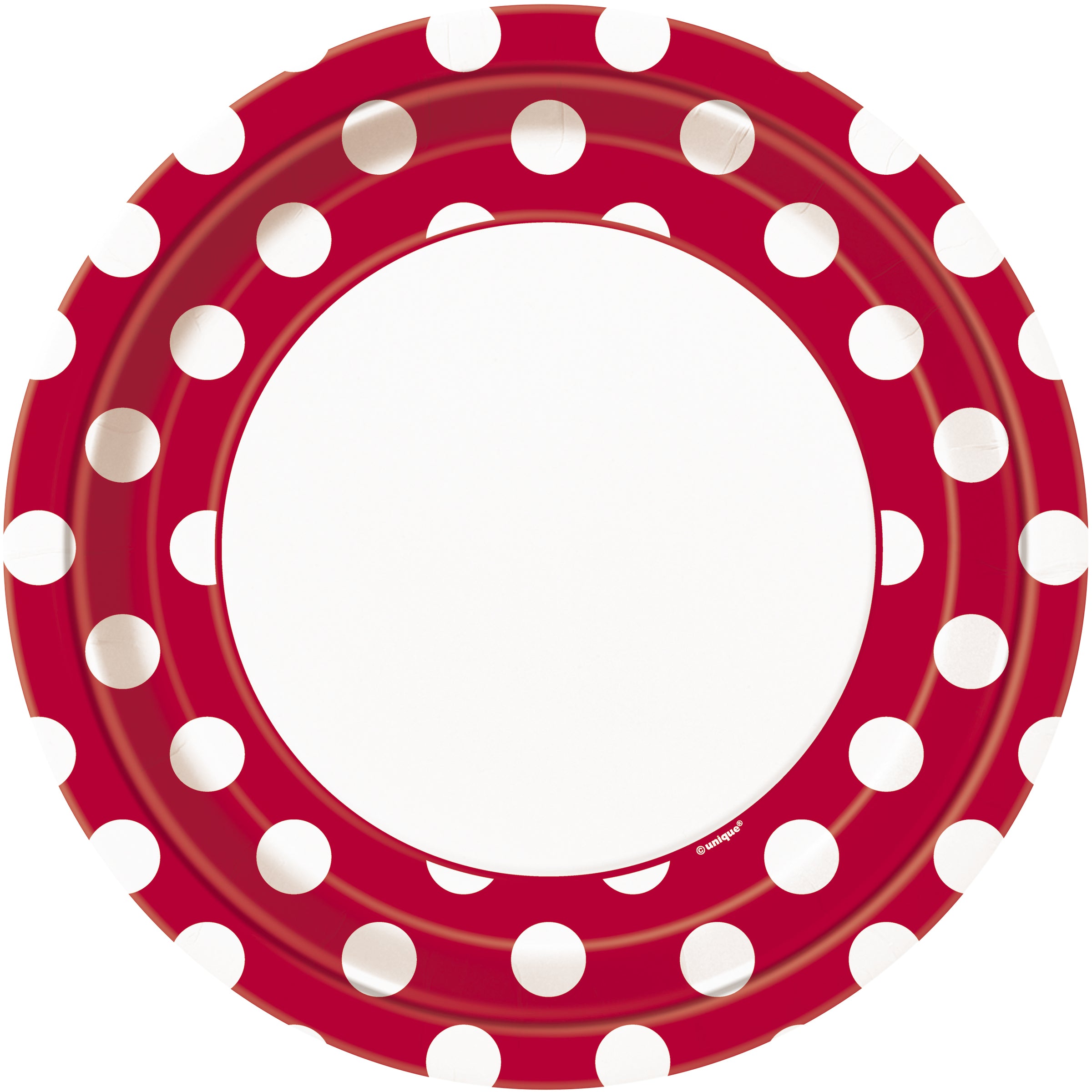8 assiettes rouge à pois blancs (23 cm) - Gamme couleur unie