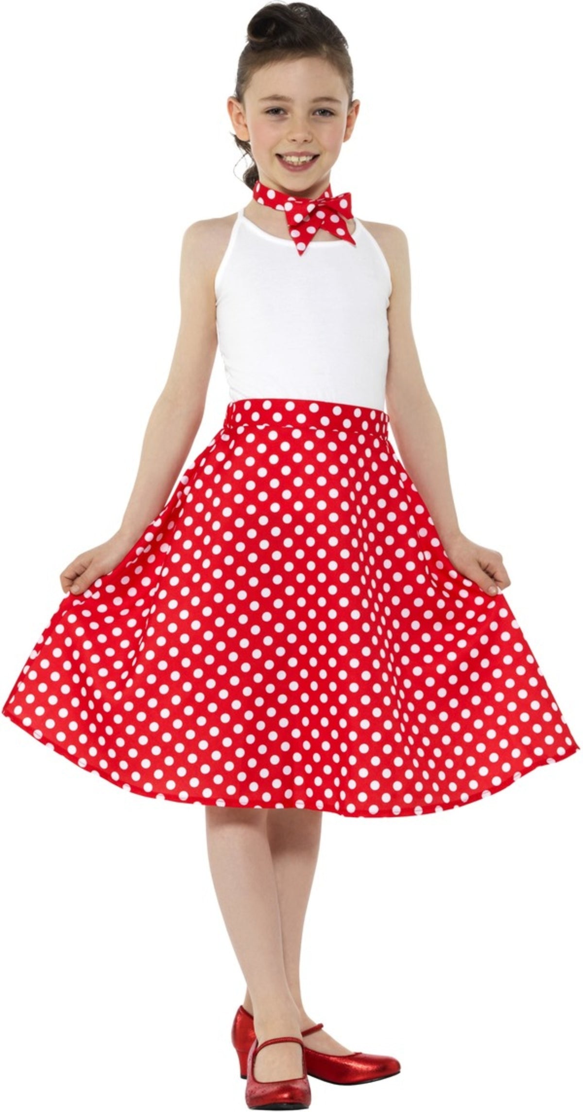 Jupe années 50 rouge à pois fille