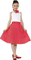 Jupe années 50 rouge à pois fille