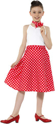 Jupe années 50 rouge à pois fille