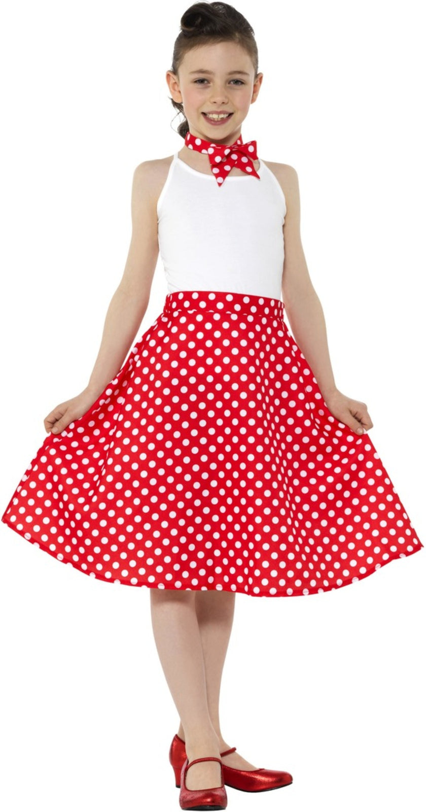 Jupe années 50 rouge à pois fille