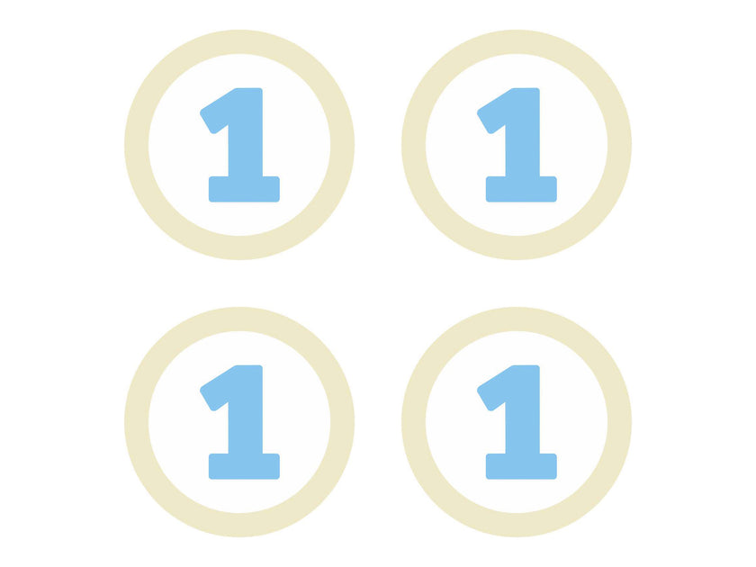4 éléments décoratifs pour la table 1st Birthday bleu - Blue First Birthday