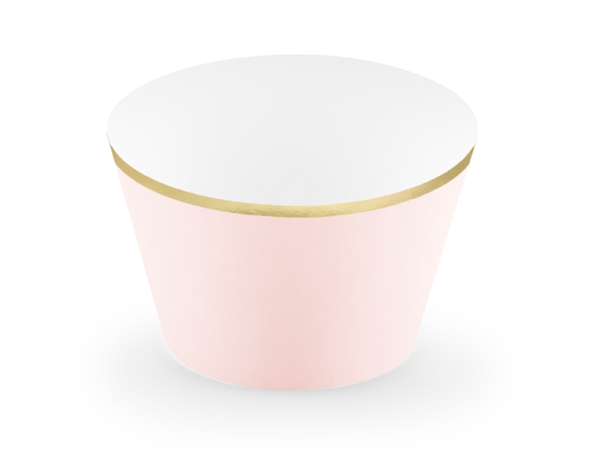 6 moules à cupcakes rose pastel bord doré en carton