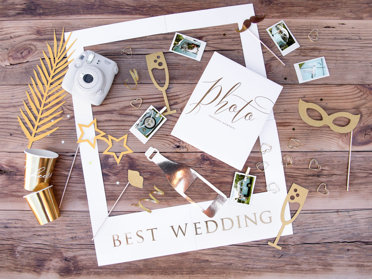 8 accessoires dorés pour photobooth - Happy New Year Collection