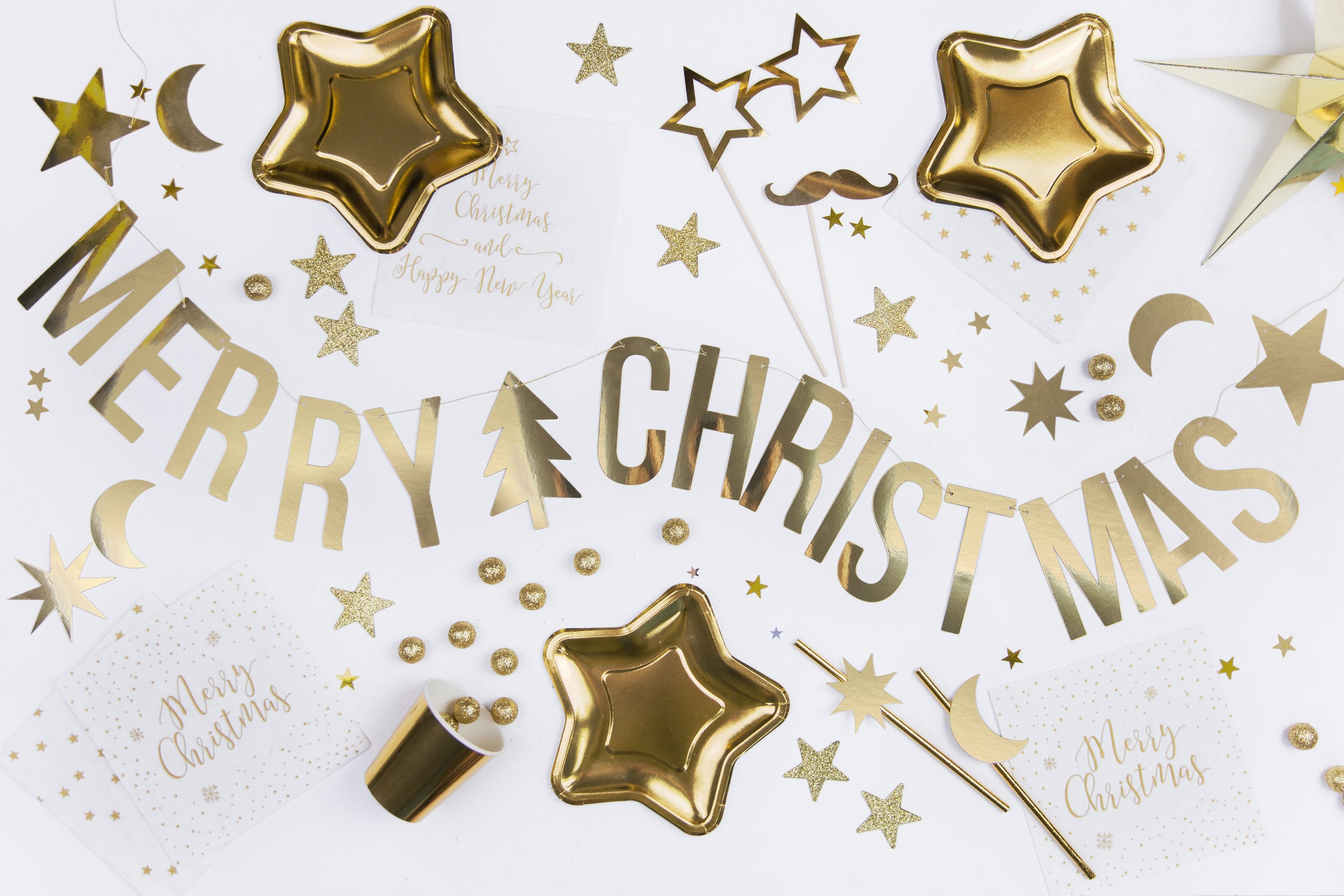 8 accessoires dorés pour photobooth - Happy New Year Collection