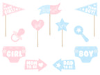 11 pièces variés bleu et rose de baby shower pour photobooth - Gender Reveal Party