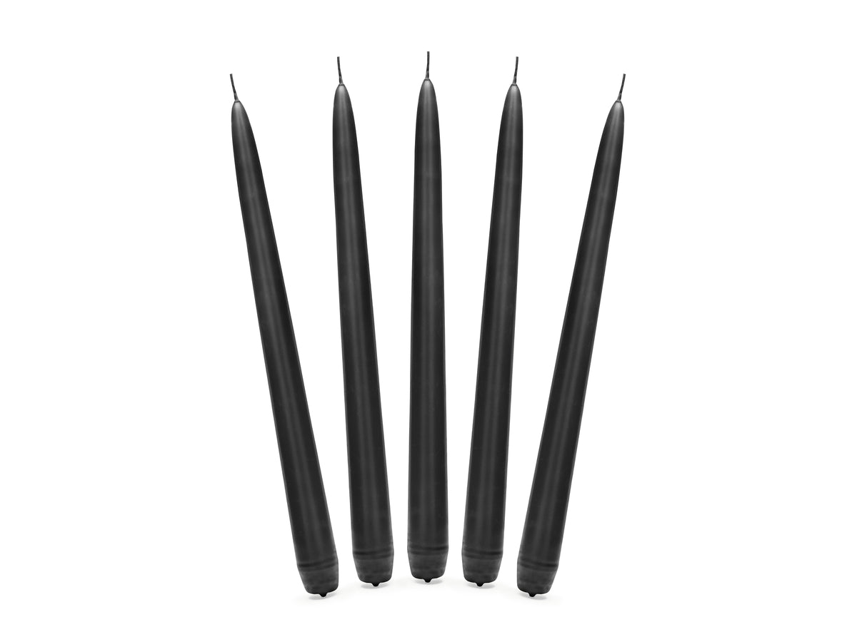 10 bougies noires mat de 24 cm