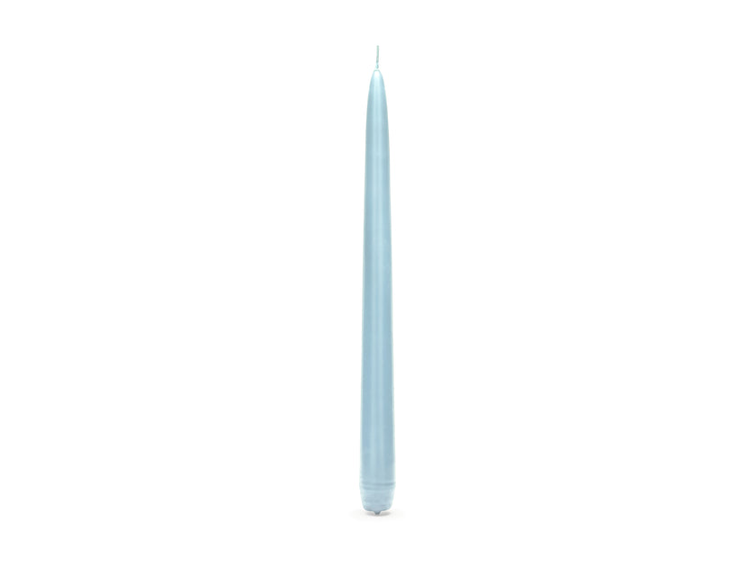 10 bougies bleu ciel mat de 24 cm