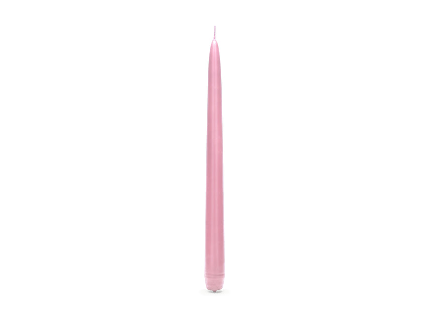 10 bougies roses pastel mat de 24 cm