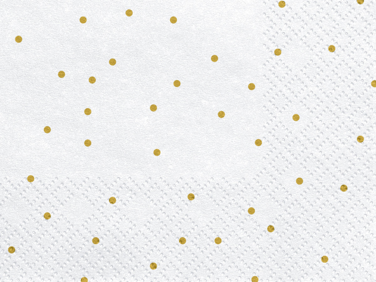 20 serviettes blanches à pois dorés en papier - First communion