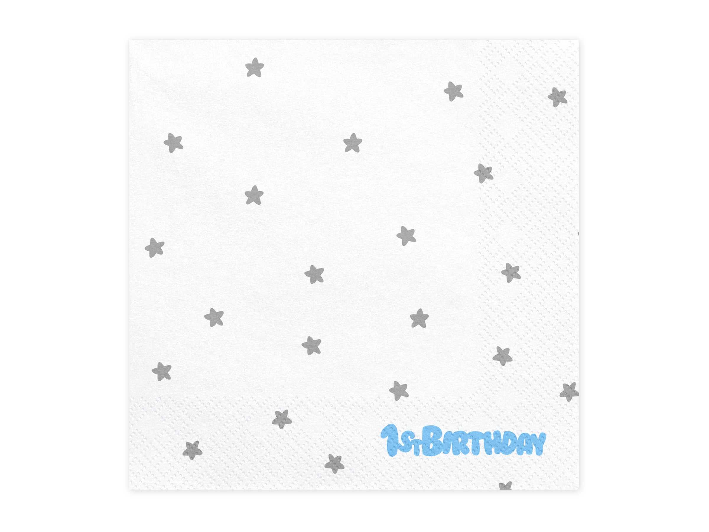 20 serviettes blanches avec étoiles argentées 