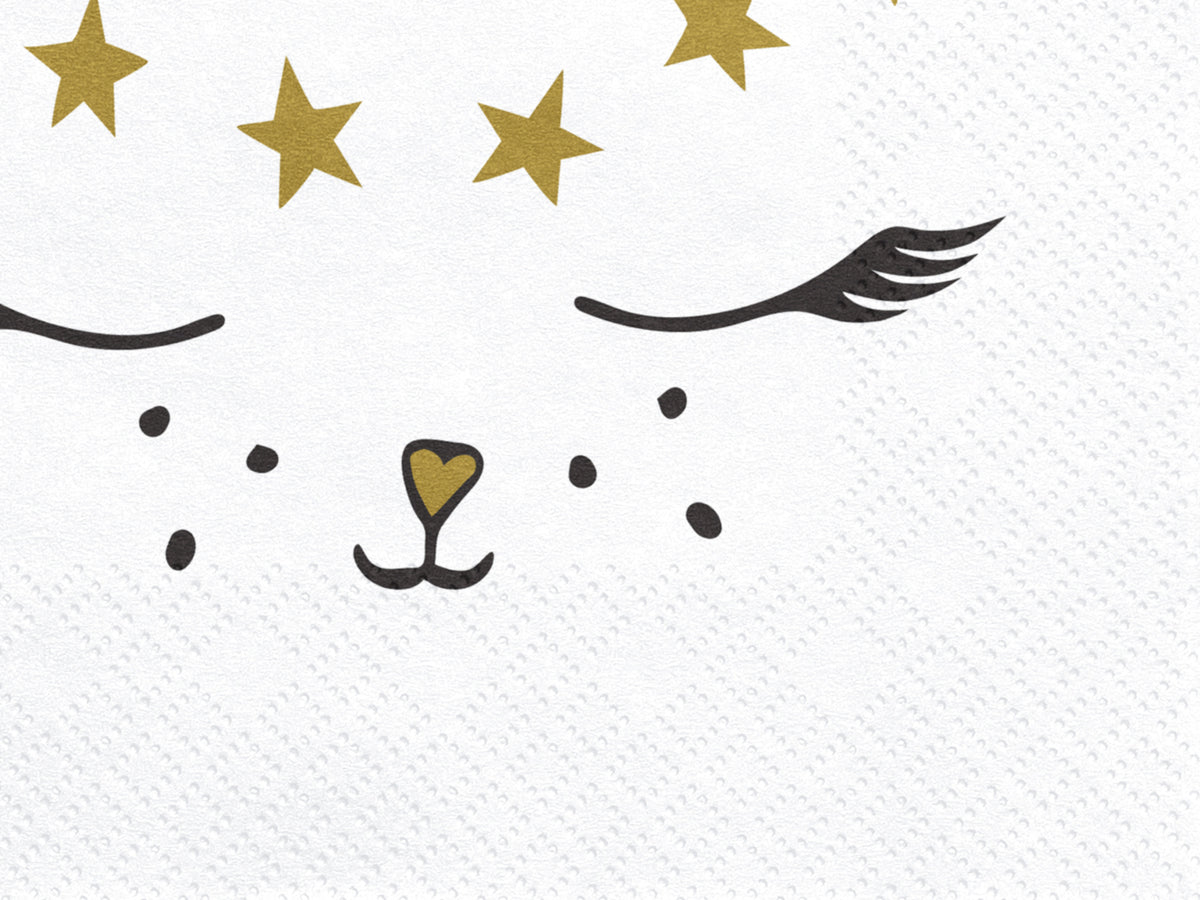 20 serviettes blanches motifs chat en papier - Meow Party