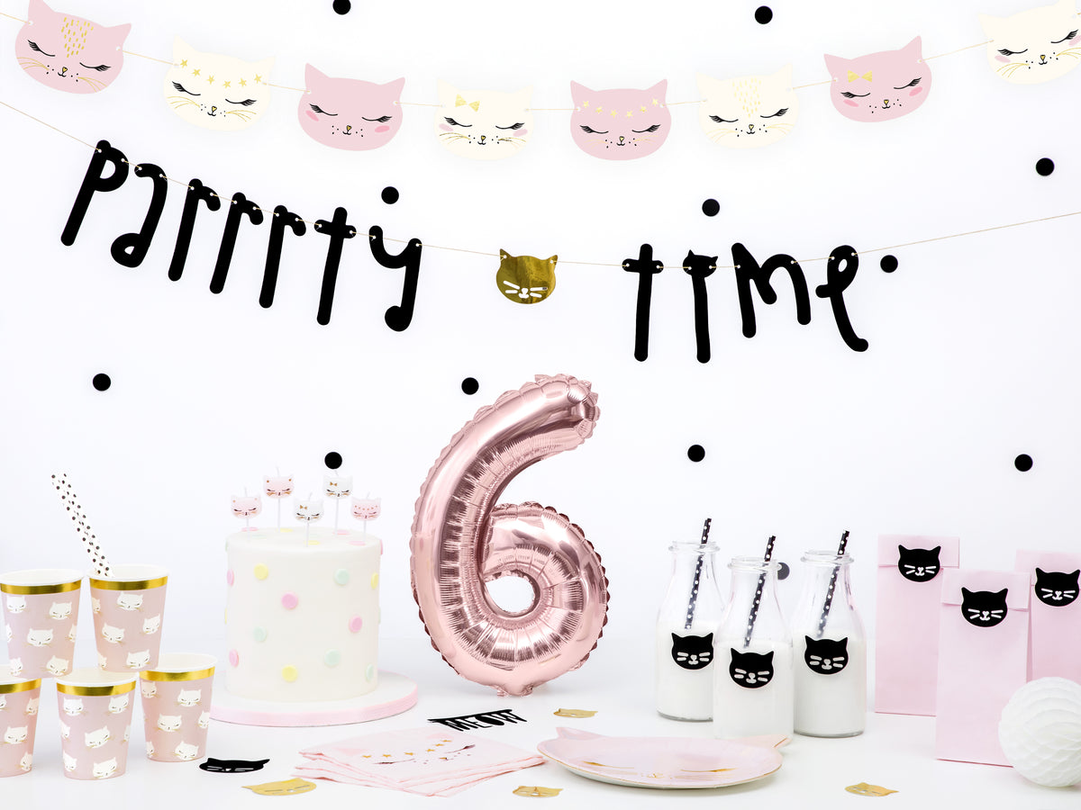20 serviettes blanches motifs chat en papier - Meow Party