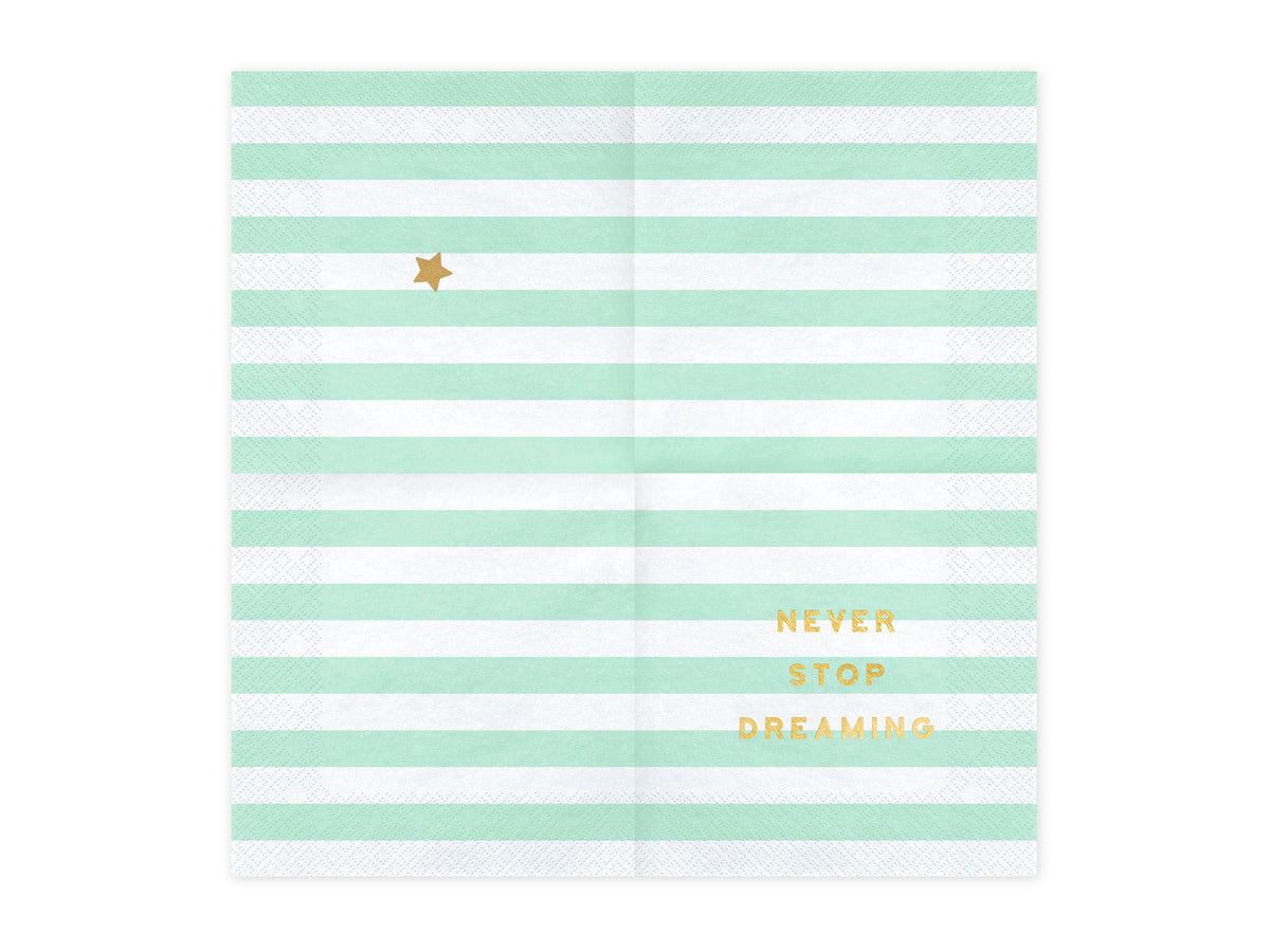 20 serviettes vertes pastel motifs 