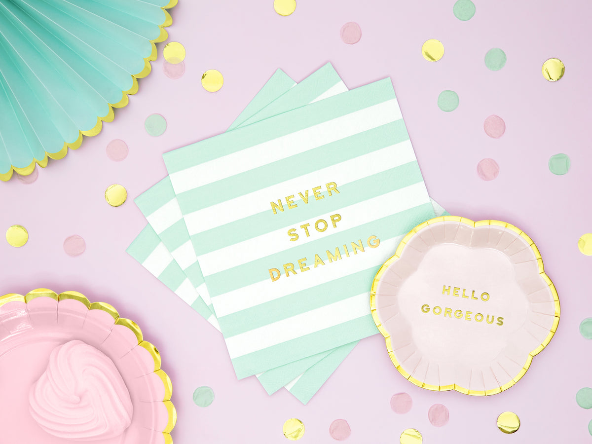 20 serviettes vertes pastel motifs 