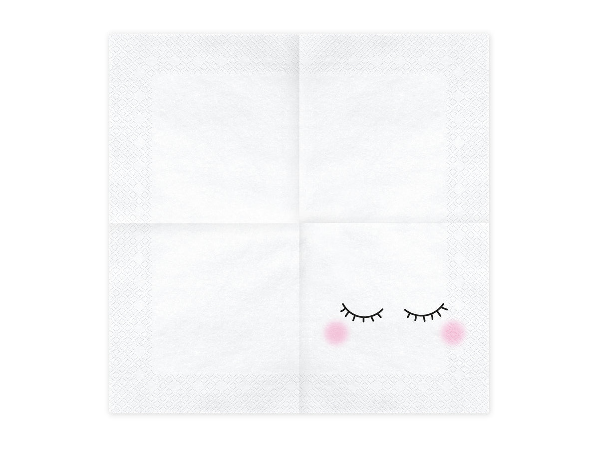 20 serviettes blanches à motifs en papier - Unicorn