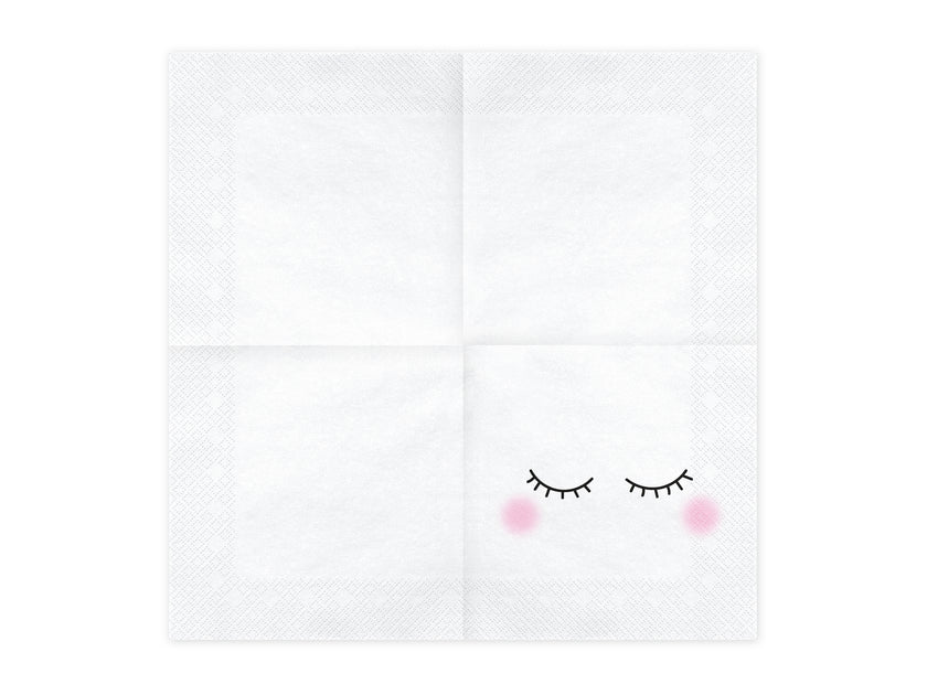 20 serviettes blanches à motifs en papier - Unicorn