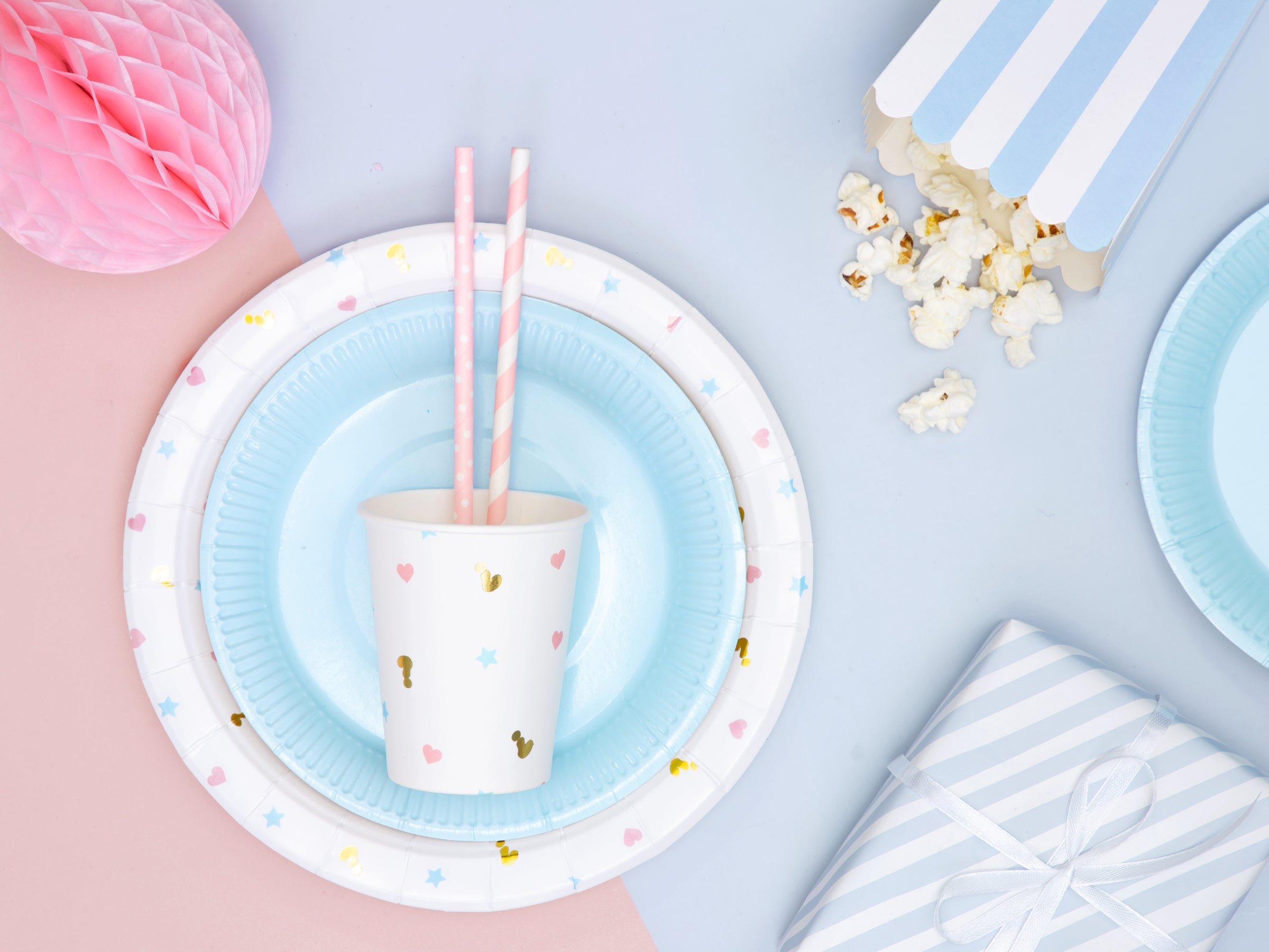 10 pailles roses pastel en papier - Unicorn