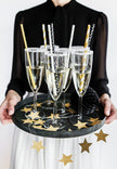 10 pailles blanches avec étoiles dorées en papier - Happy New Year Collection