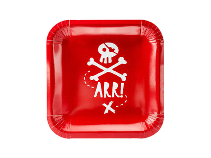 6 assiettes rouges carrées 