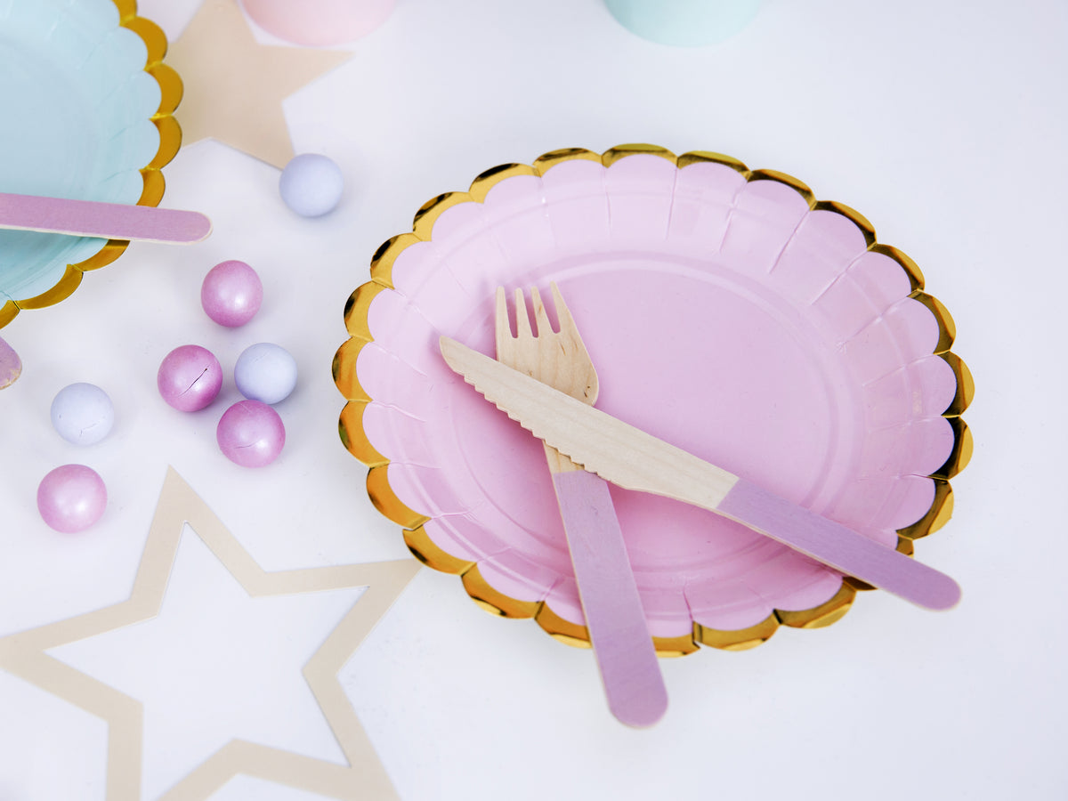 6 assiettes rose pastel en carton - Yummy