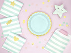 6 assiettes vertes menthe en carton - Yummy