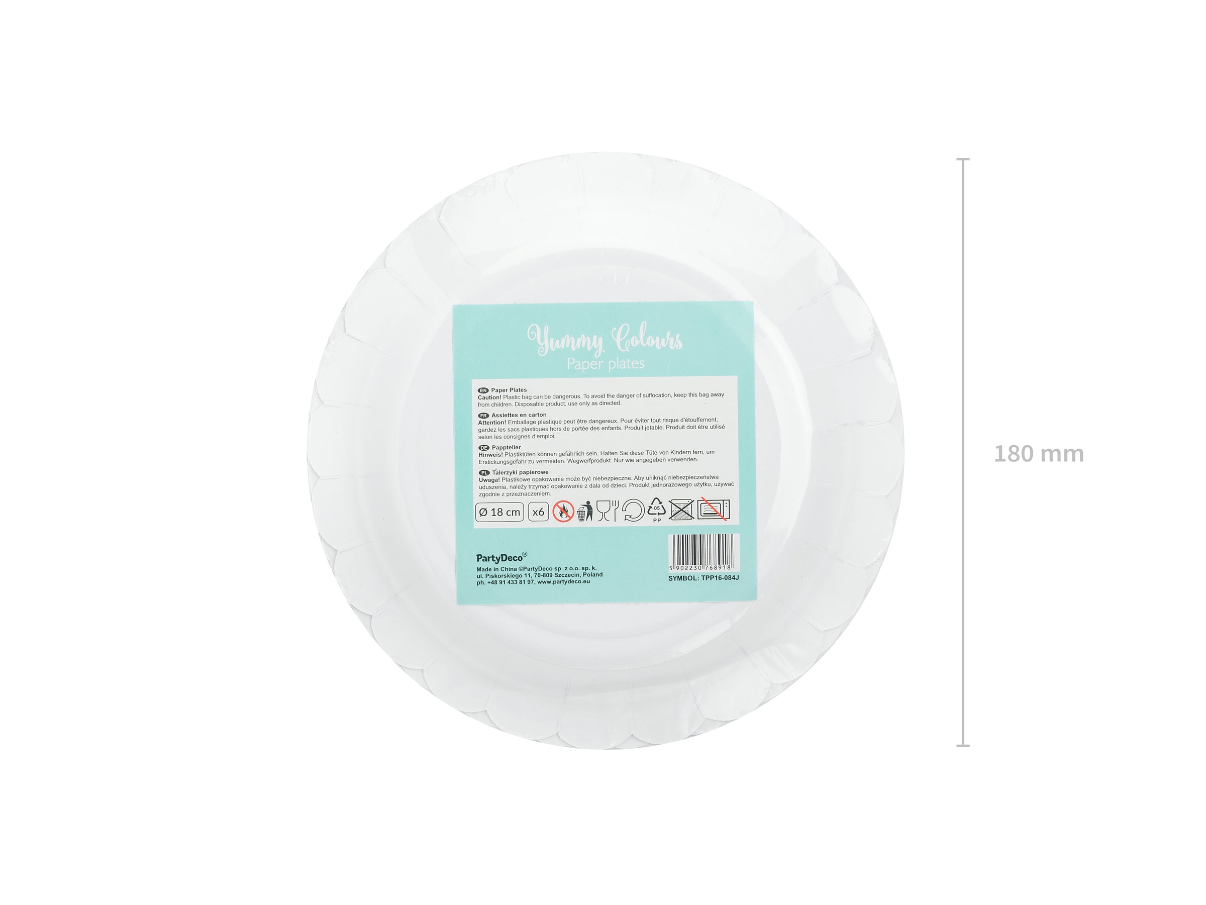 6 assiettes vertes menthe en carton - Yummy