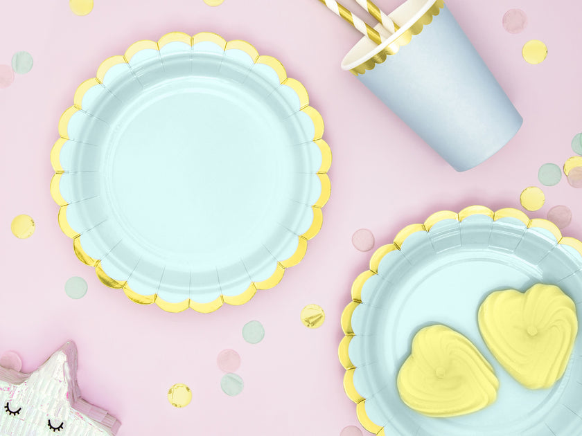 6 assiettes vertes menthe en carton - Yummy