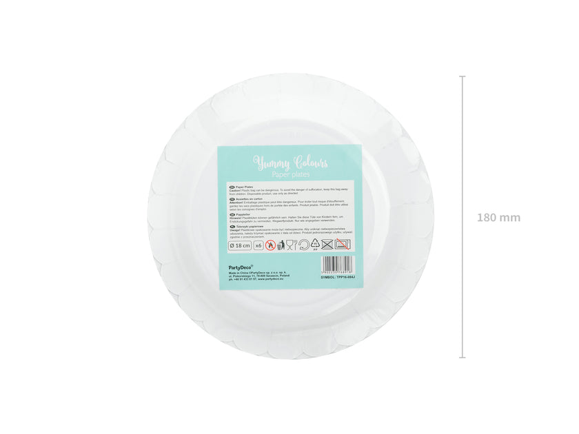 6 assiettes vertes menthe en carton - Yummy